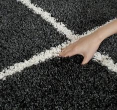 Plush Grey Shaggy Hall Runner